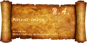 Mátrai Anita névjegykártya